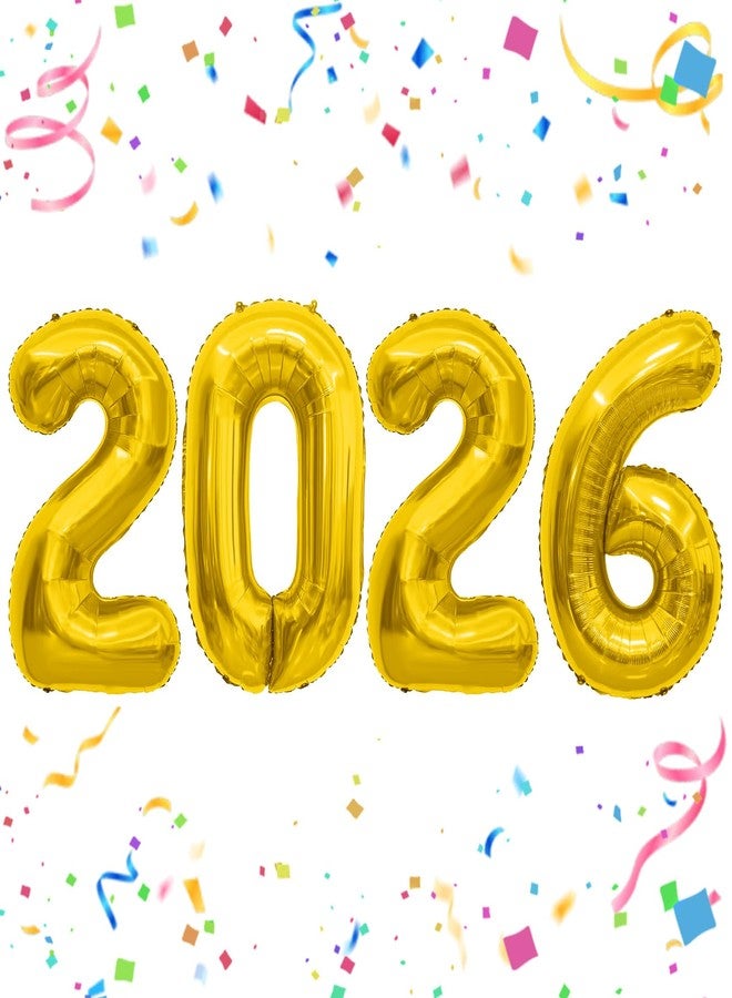 QIHOMPIB 2026 Gold Foil Numbers Balloons(40 Inch) Graduation Decorations Senior Class of 2026 Balloons Happy New Years Eve Party Supplies 20 26 Signs Props Birthday Anniversary Wedding Festival Ornament Decor - Image 1